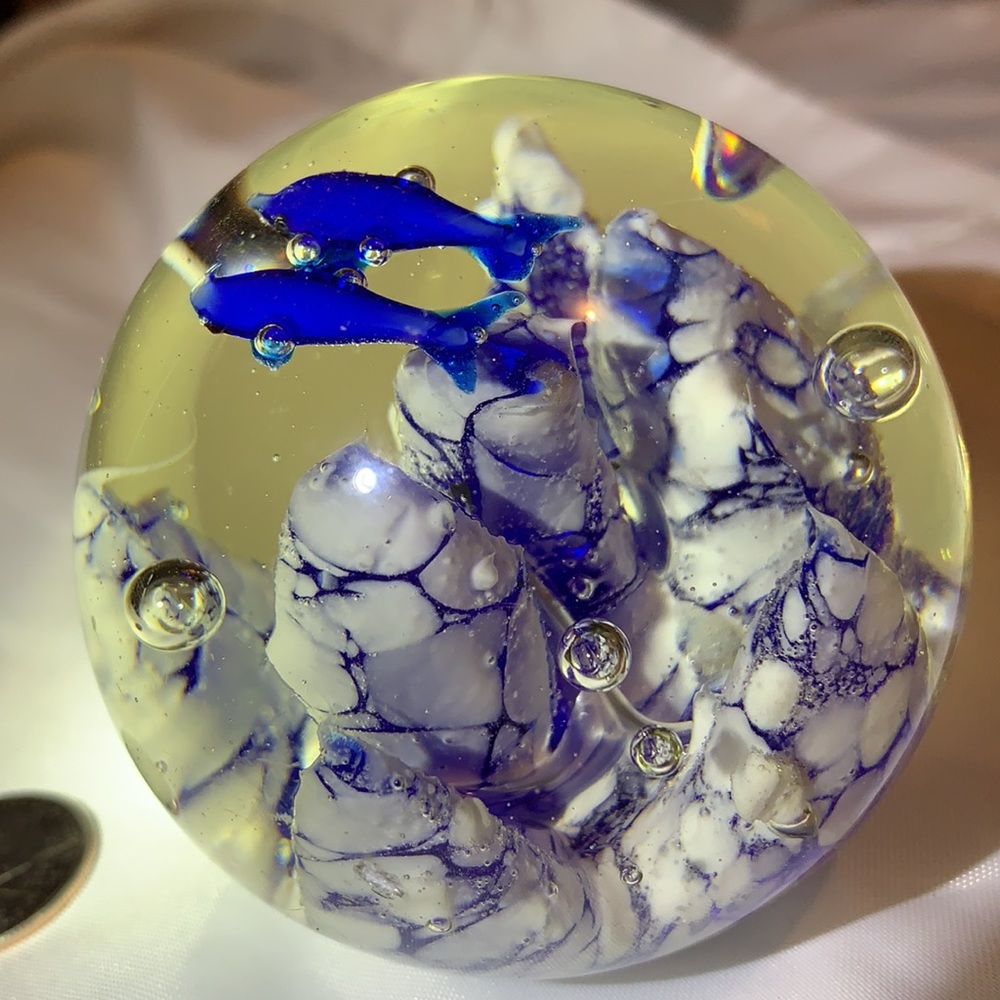 Larger Dolphin and Waves Paperweight